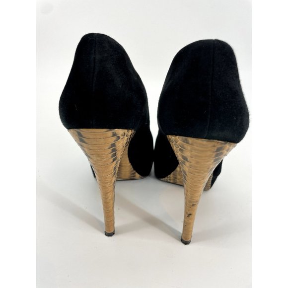 Michael Kors Cyprien Black Suede Platform Pump with Python Size 8M - Picture 3 of 7